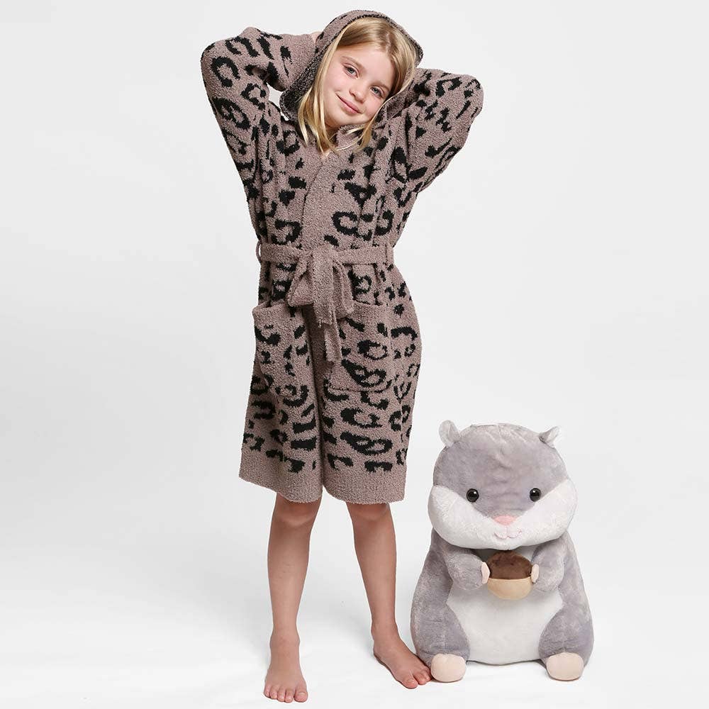 Kids Leopard Print Hooded Cozy Robe