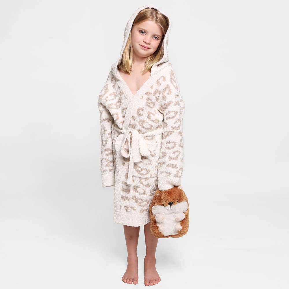Kids Leopard Print Hooded Cozy Robe