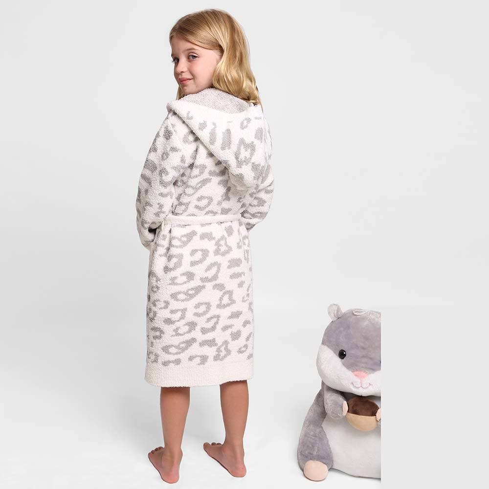 Kids Leopard Print Hooded Cozy Robe