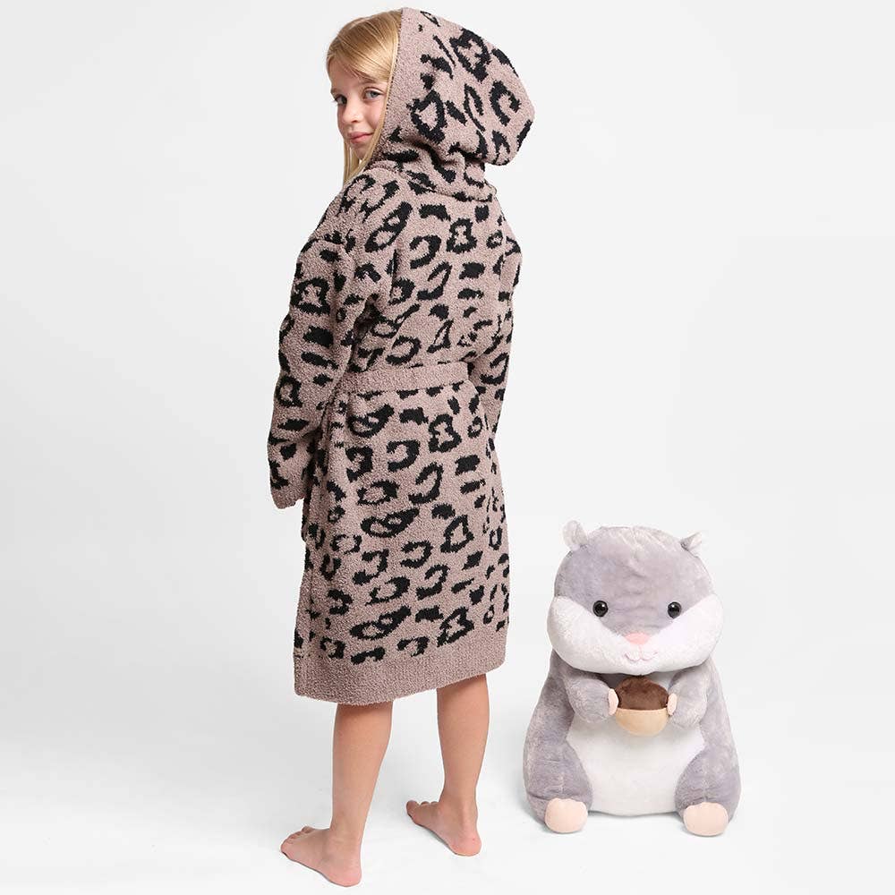 Kids Leopard Print Hooded Cozy Robe