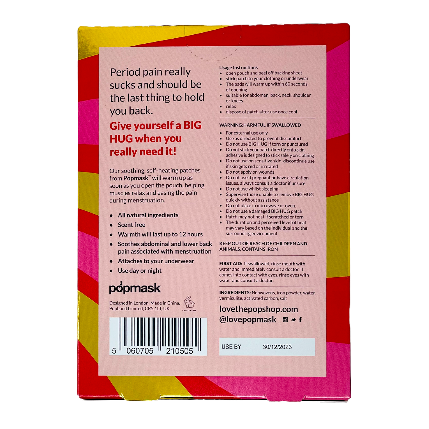 Big Hug Self Heating Menstrual Cramp Relief Patches- 5 Pack