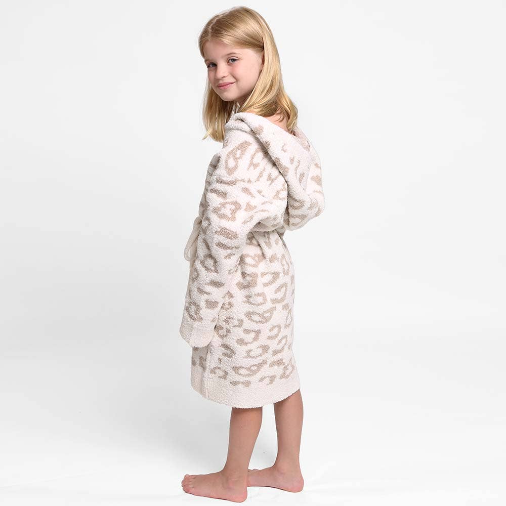 Kids Leopard Print Hooded Cozy Robe