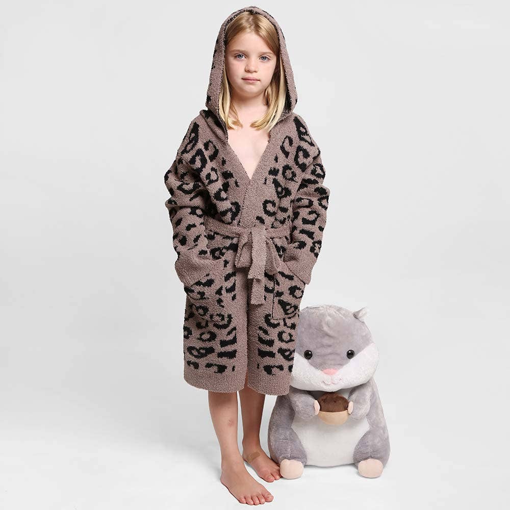 Kids Leopard Print Hooded Cozy Robe