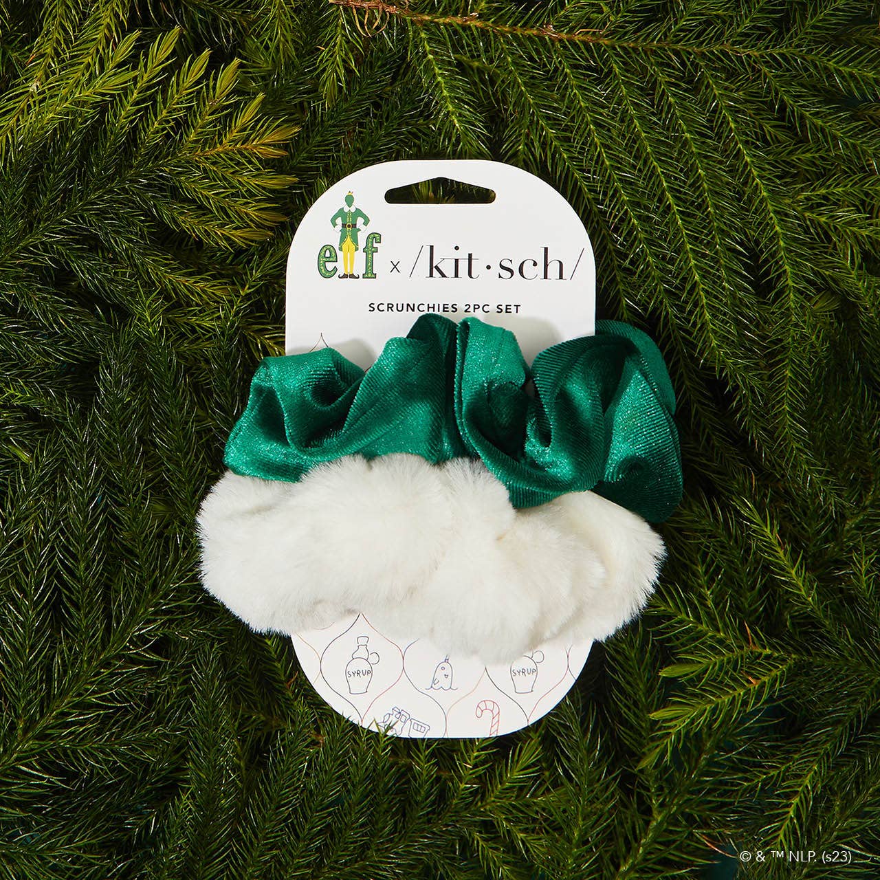 Elf x kitsch Scrunchies 2pc - White & Green