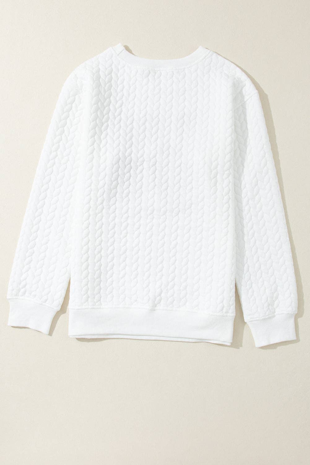 Embroidered Patch Cable Knit Pullover Sweatshirt