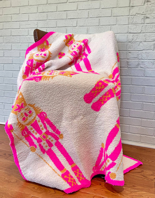 Pink Nutcracker Luxe Throw Blanket