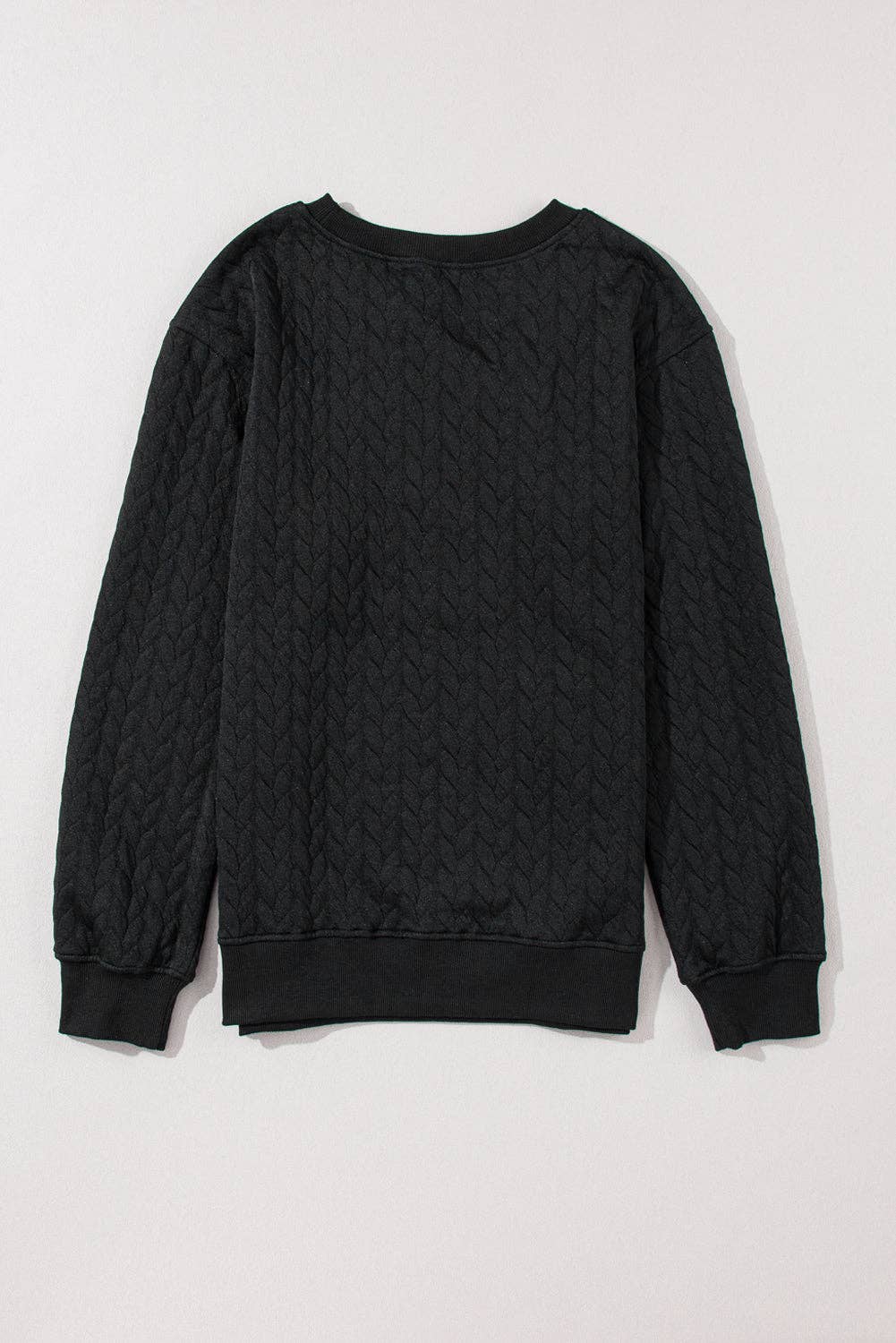 Embroidered Patch Cable Knit Pullover Sweatshirt